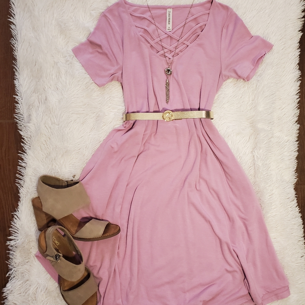 Light purple cross front dress